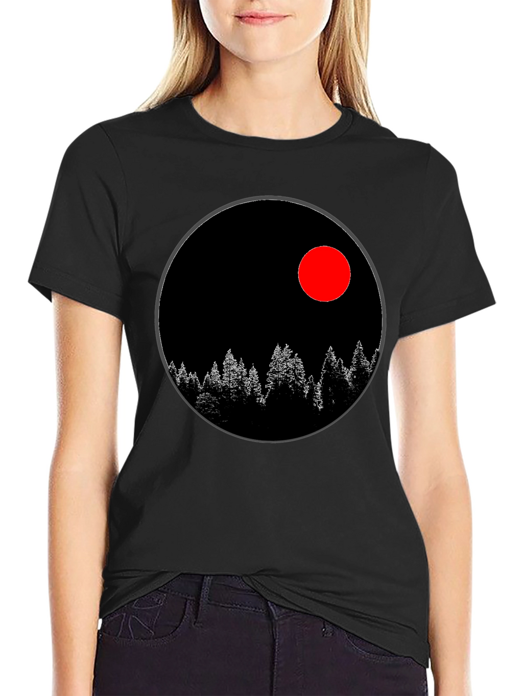 Black T-Shirt with Nature Design