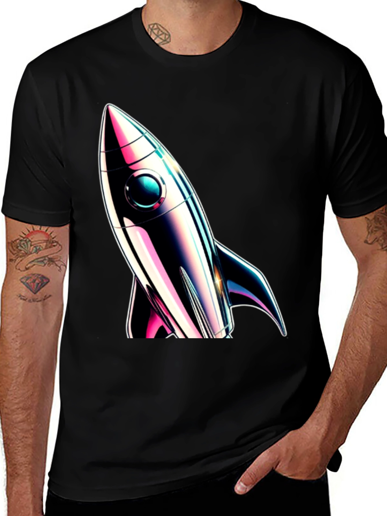 Retro Rocket Graphic Tee - Space Adventure Style