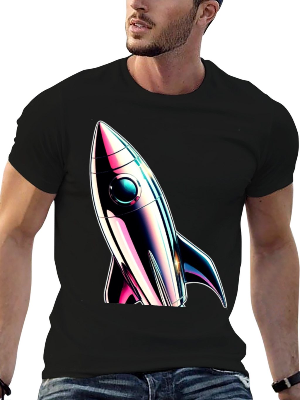 Retro Rocket Graphic Tee - Space Adventure Style