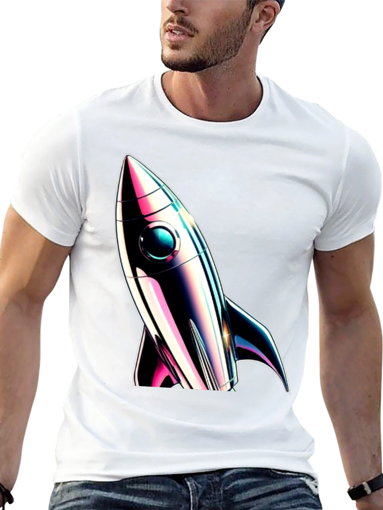 Retro Rocket Graphic Tee - Space Adventure Style