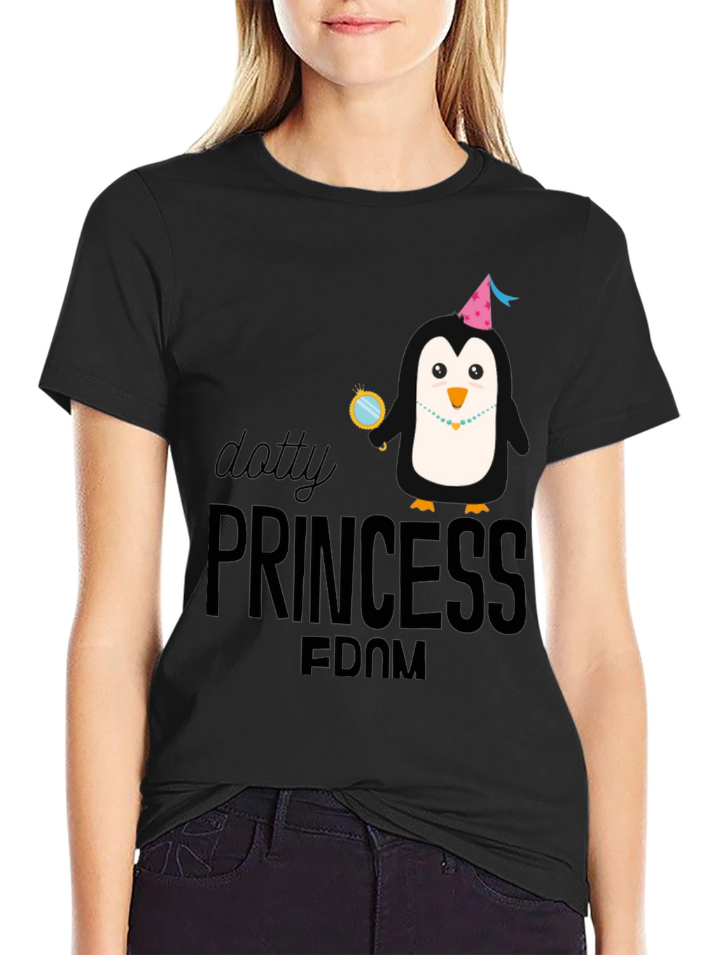 Dotty Princess Penguin T-Shirt - Black