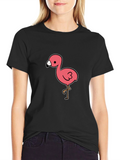 Black T-Shirt with Pink Flamingo Graphic