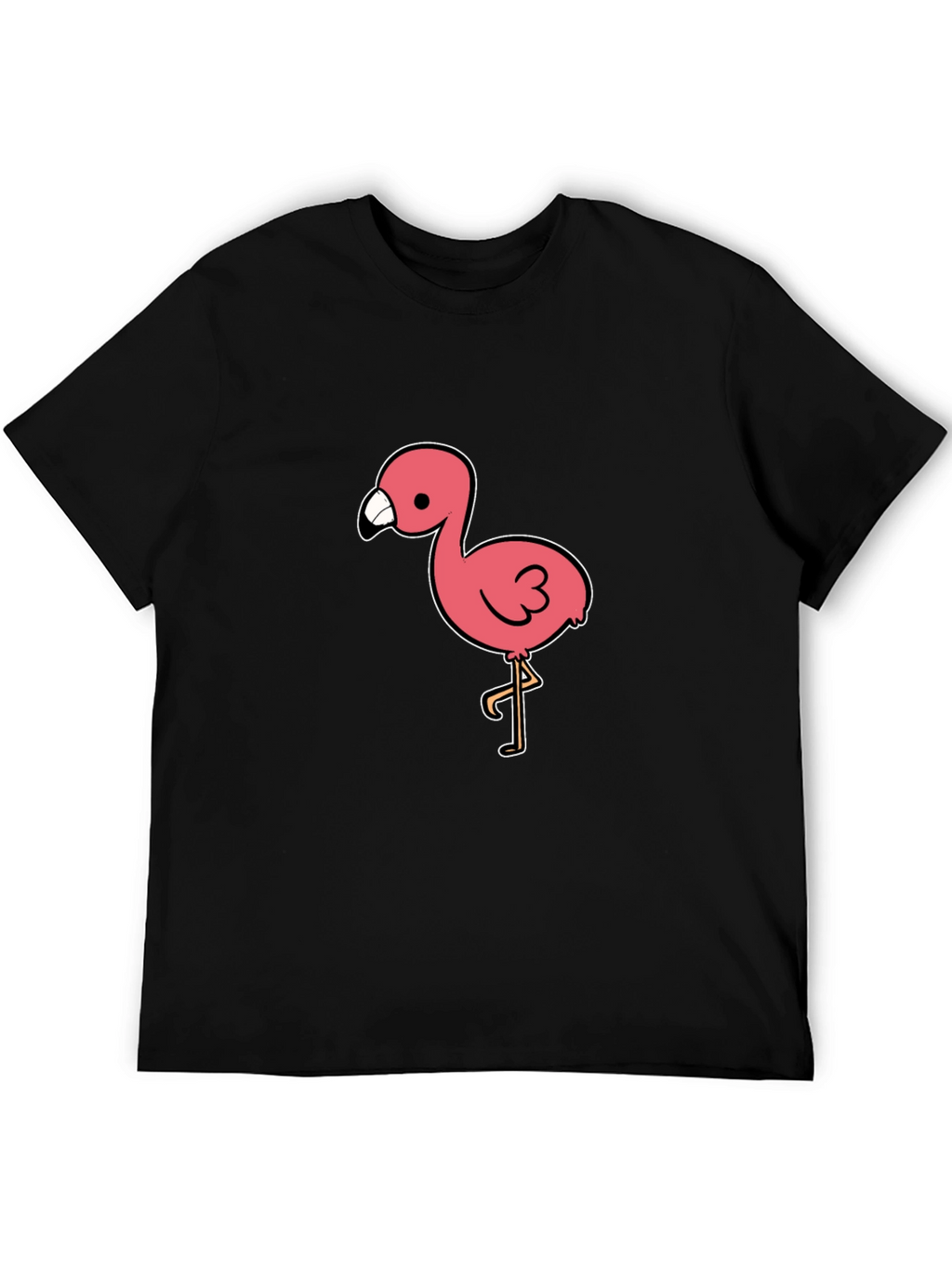 Black T-Shirt with Pink Flamingo Graphic