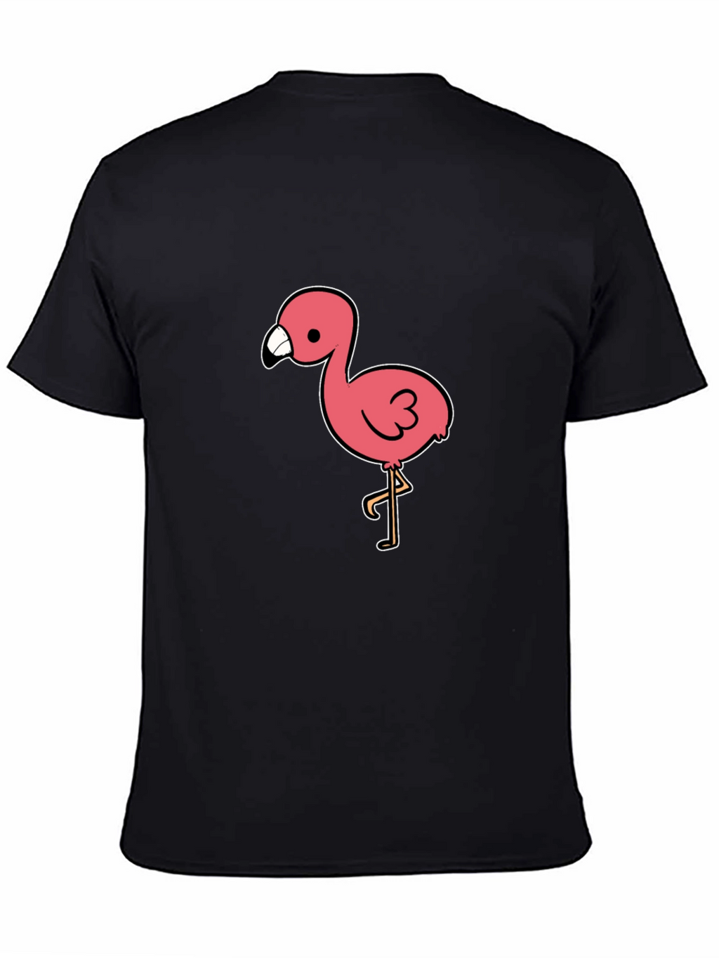 Black T-Shirt with Pink Flamingo Graphic