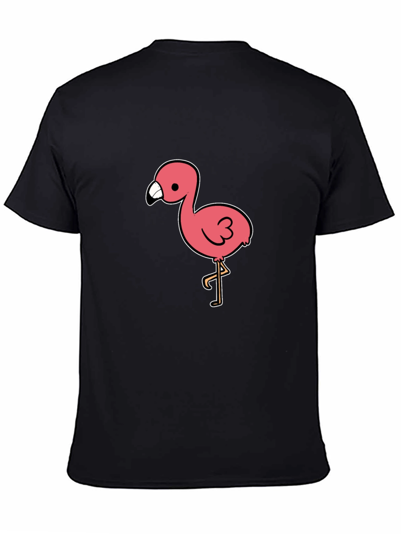 Black T-Shirt with Pink Flamingo Graphic