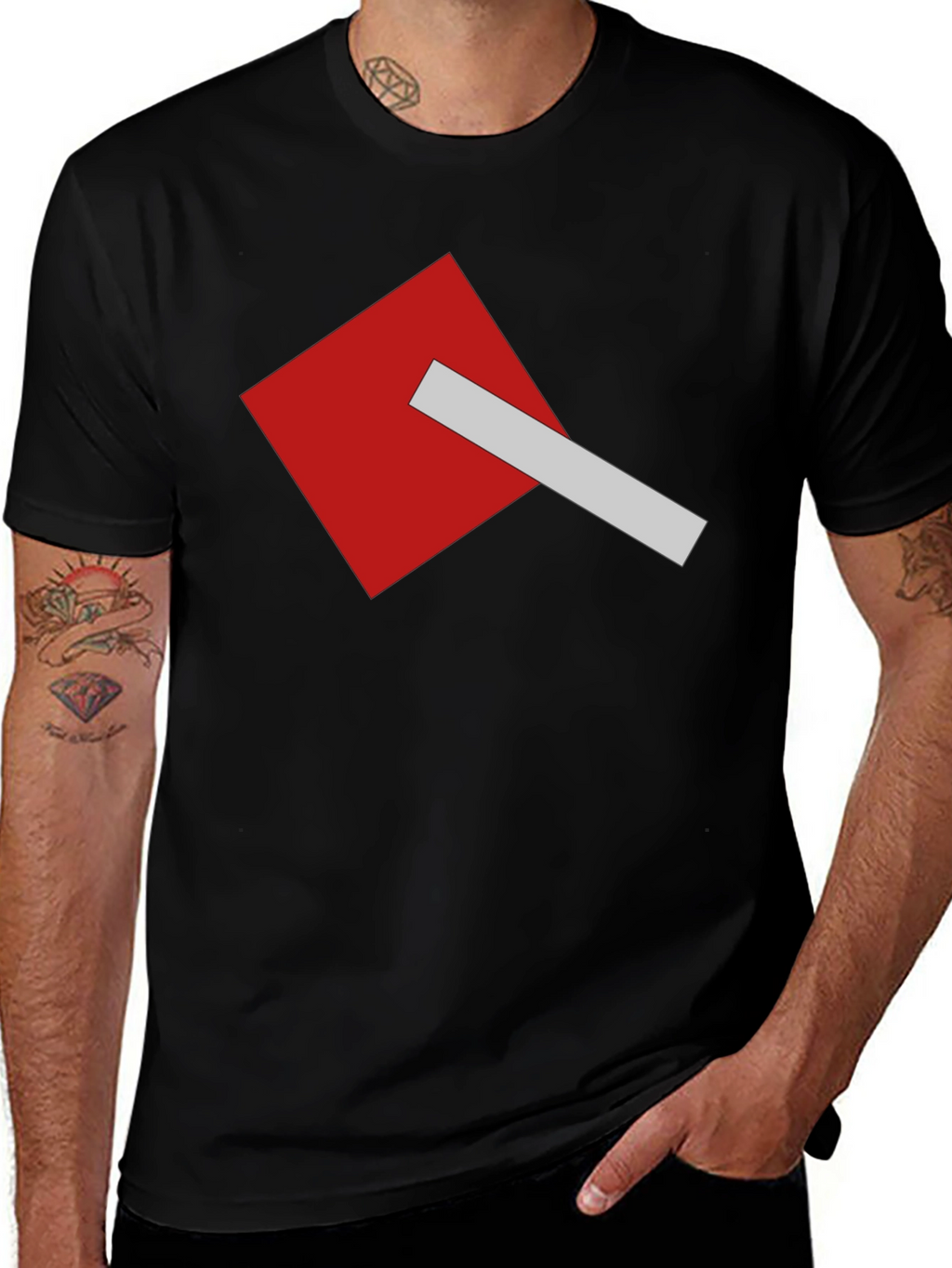 Geometric Square Graphic Tee - Modern Casual Style