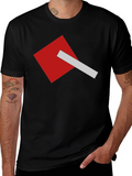 Geometric Square Graphic Tee - Modern Casual Style