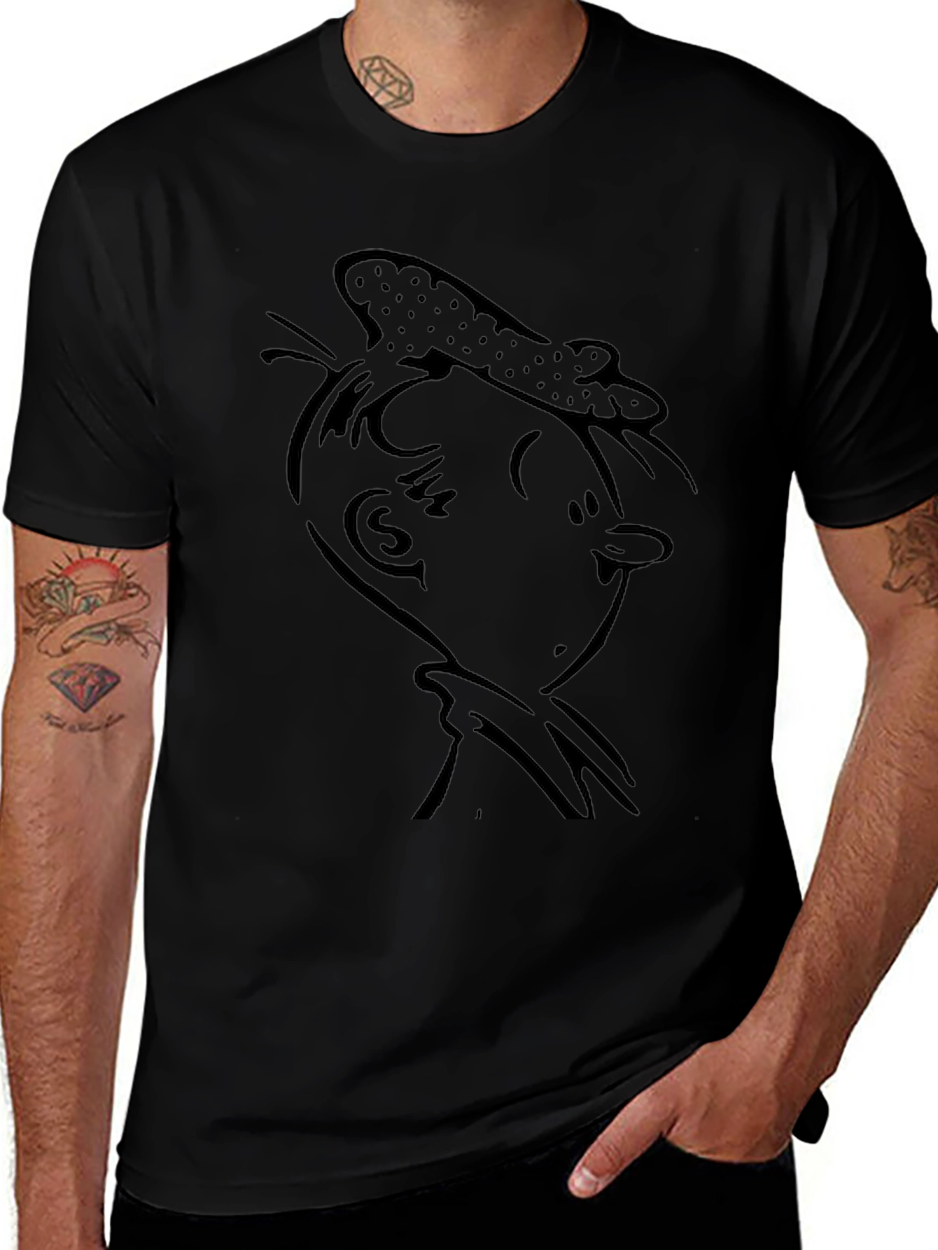 Retro Cartoon Graphic T-Shirt - Black Cotton Tee