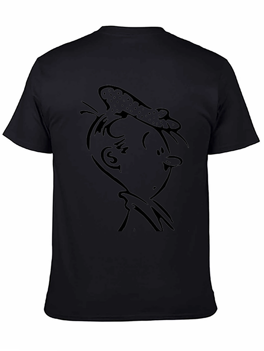 Retro Cartoon Graphic T-Shirt - Black Cotton Tee