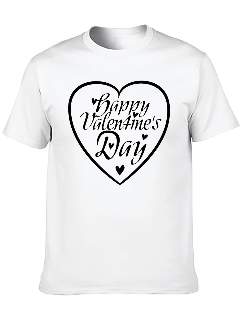 Happy Valentines Day Heart Graphic Tee - Black