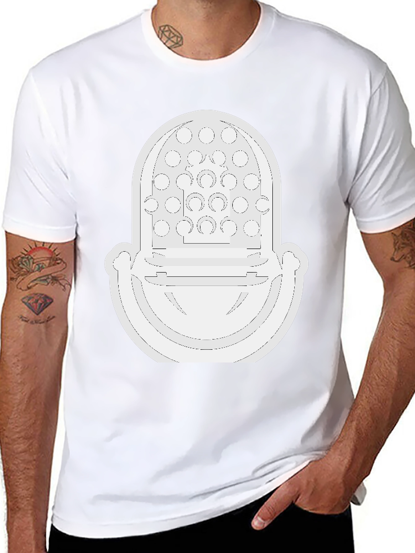 Modernist White Graphic Tee - Bold Fashion Statement