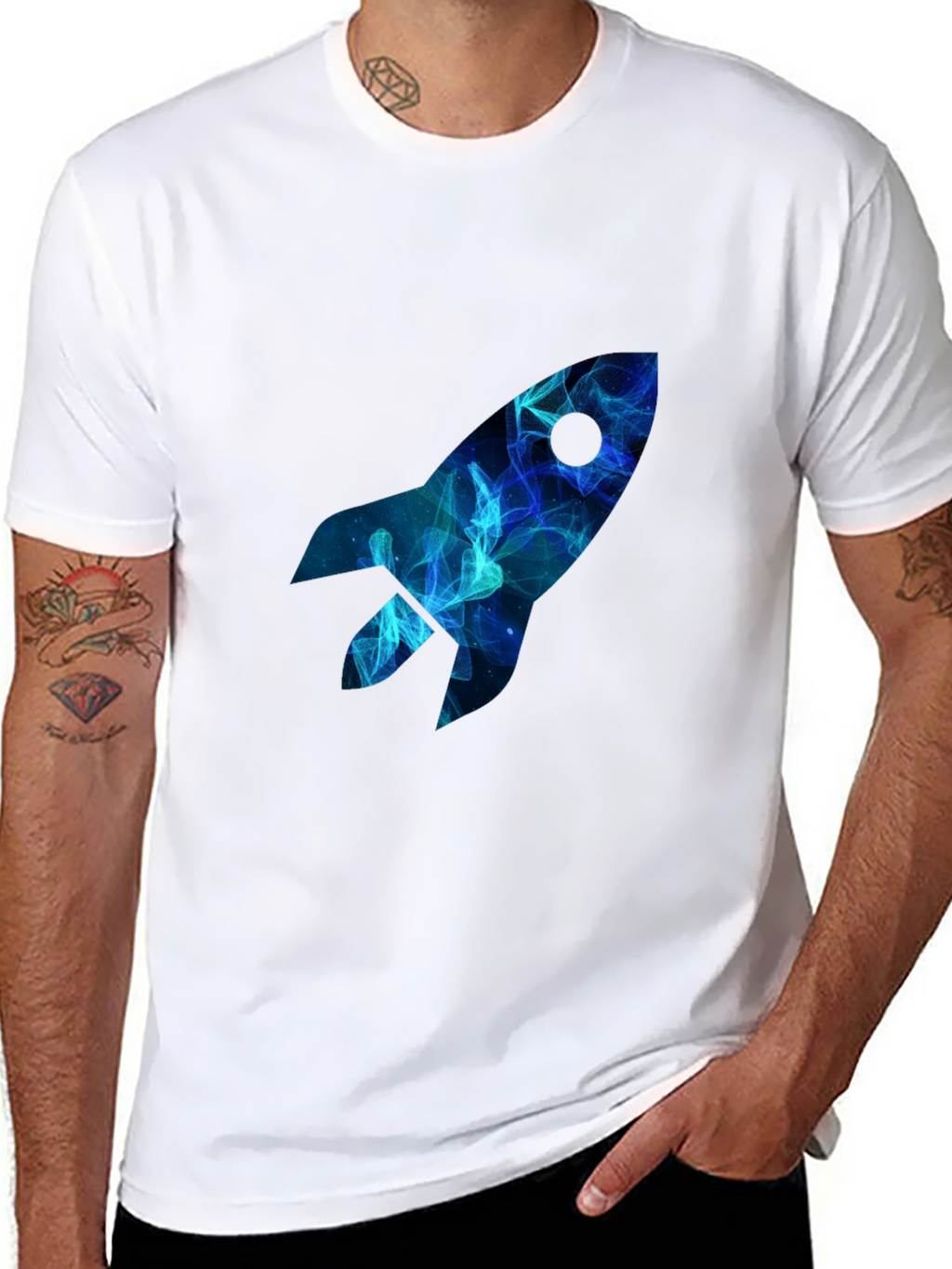 Space Rocket Graphic Tee - Mens Black T-Shirt