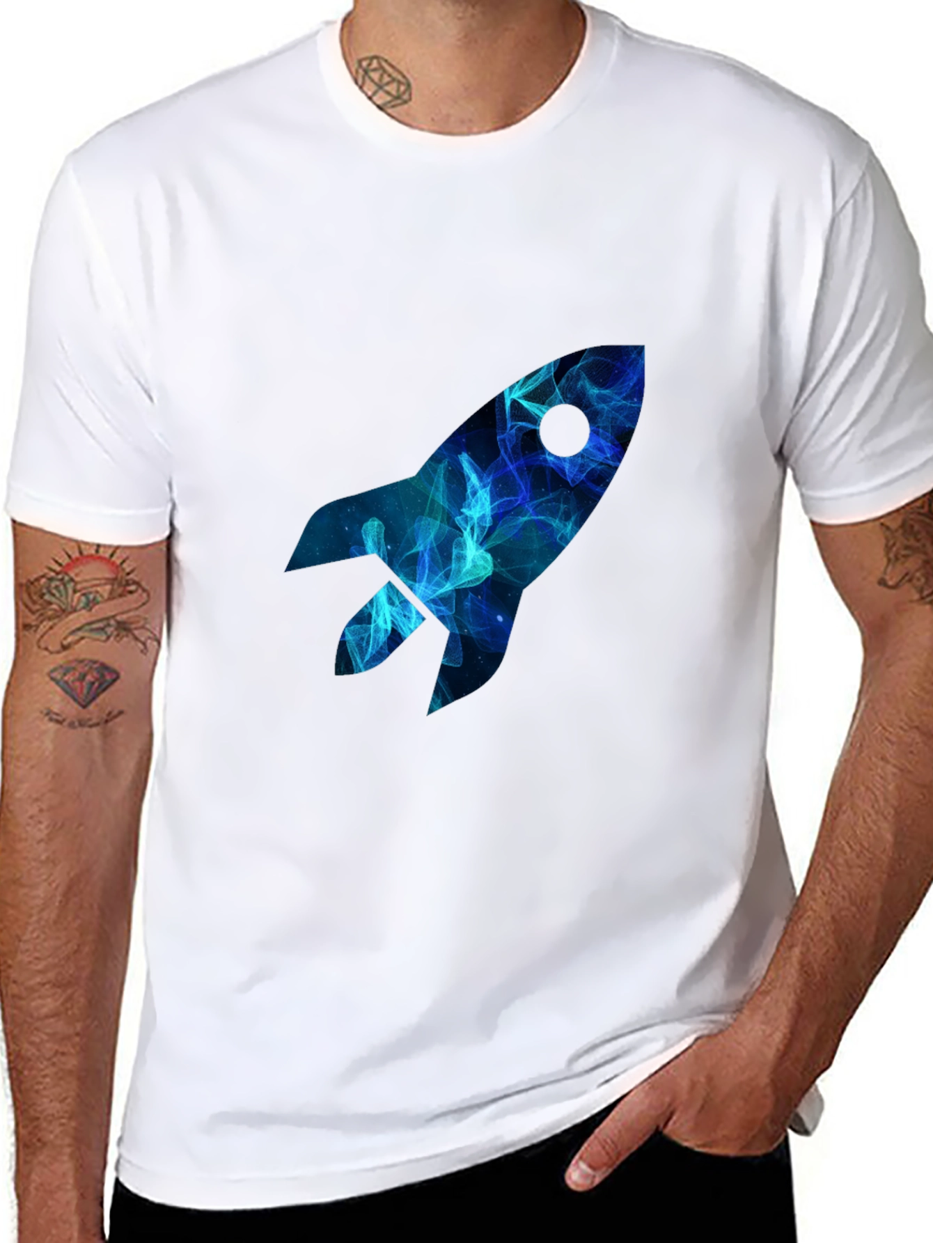 Space Rocket Graphic Tee - Mens Black T-Shirt