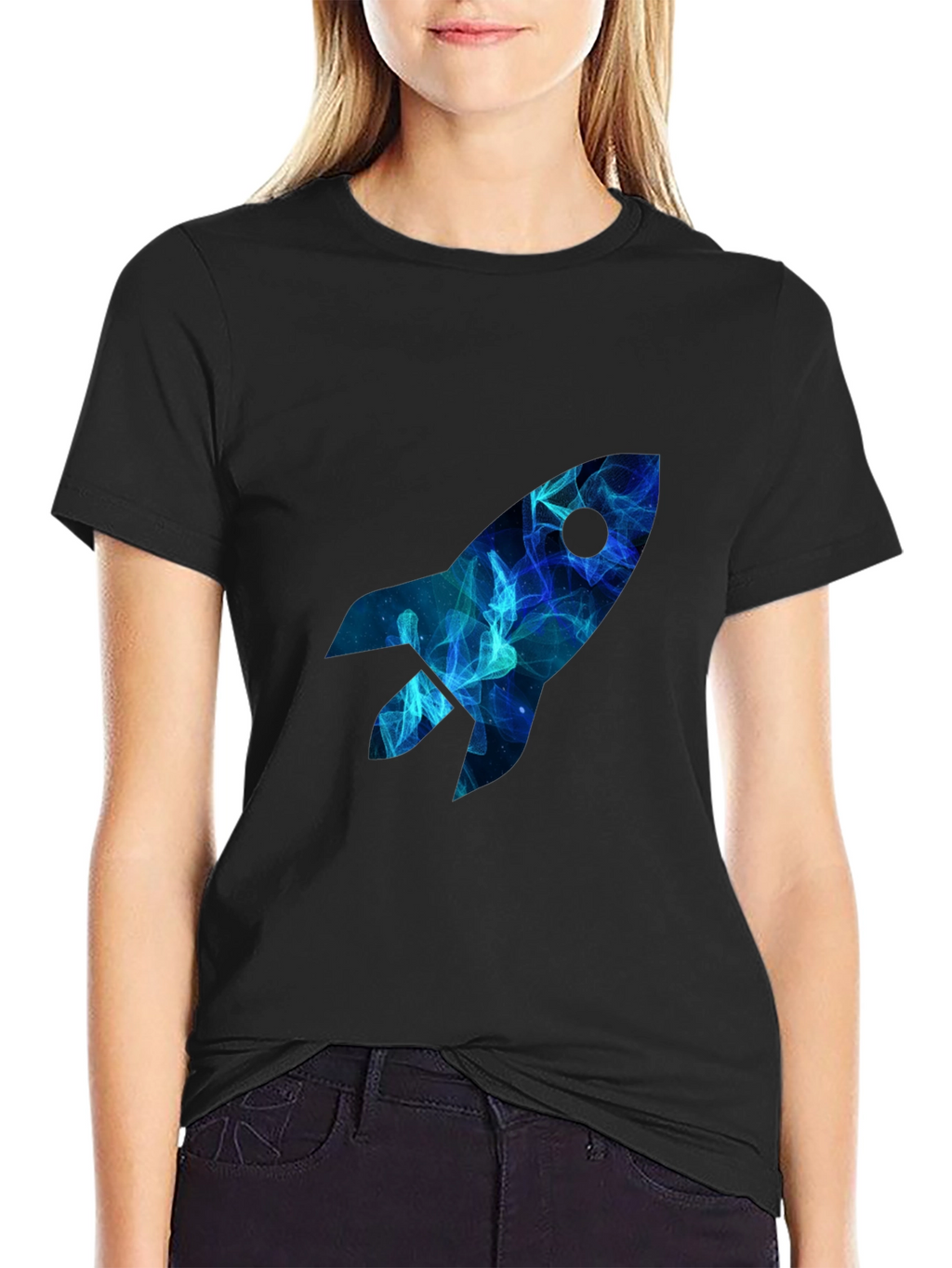 Space Rocket Graphic Tee - Mens Black T-Shirt
