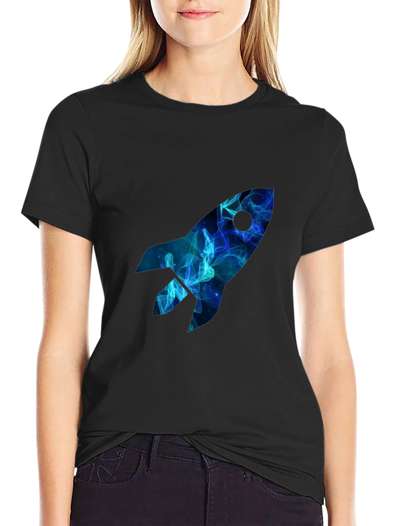 Space Rocket Graphic Tee - Mens Black T-Shirt