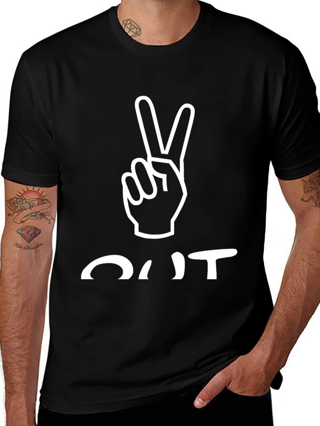 Peace Out Black Graphic Tee
