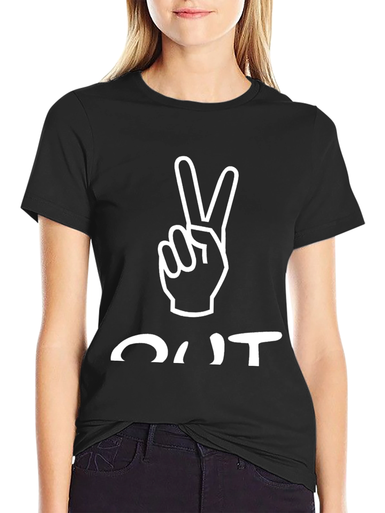 Peace Out Black Graphic Tee