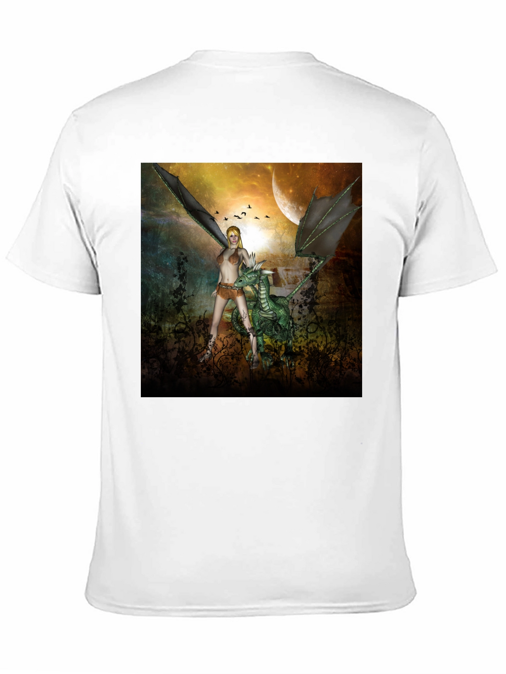 Fantasy Dragon & Warrior Graphic Tee
