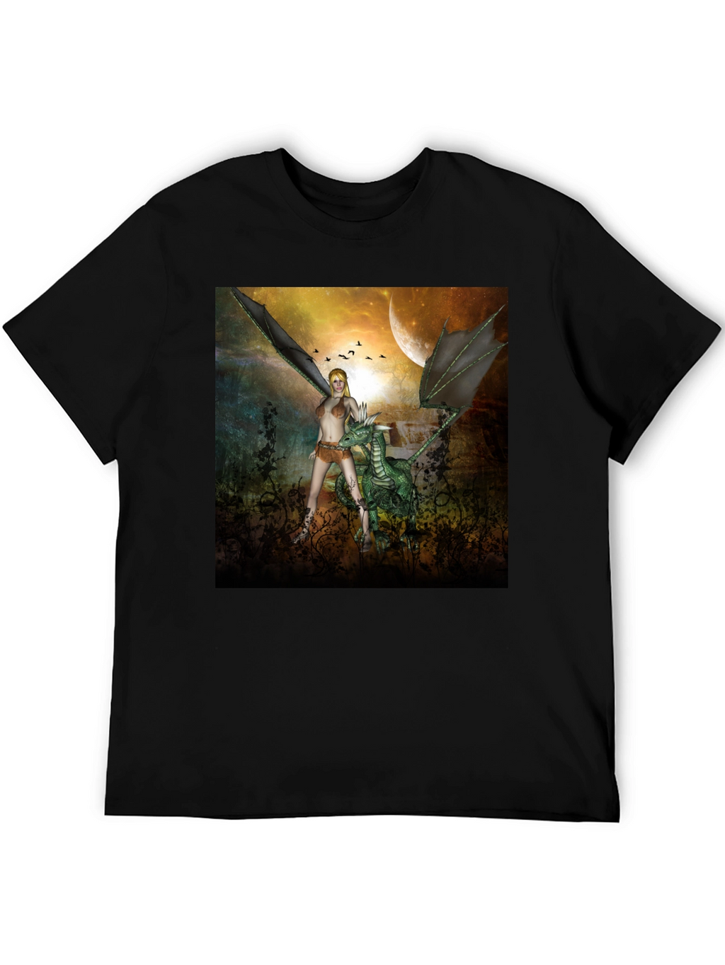 Fantasy Dragon & Warrior Graphic Tee