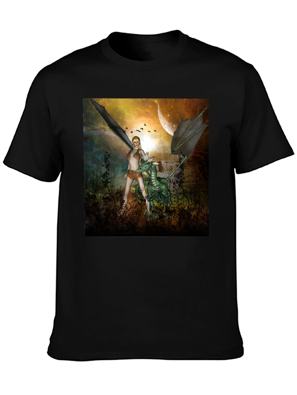 Fantasy Dragon & Warrior Graphic Tee