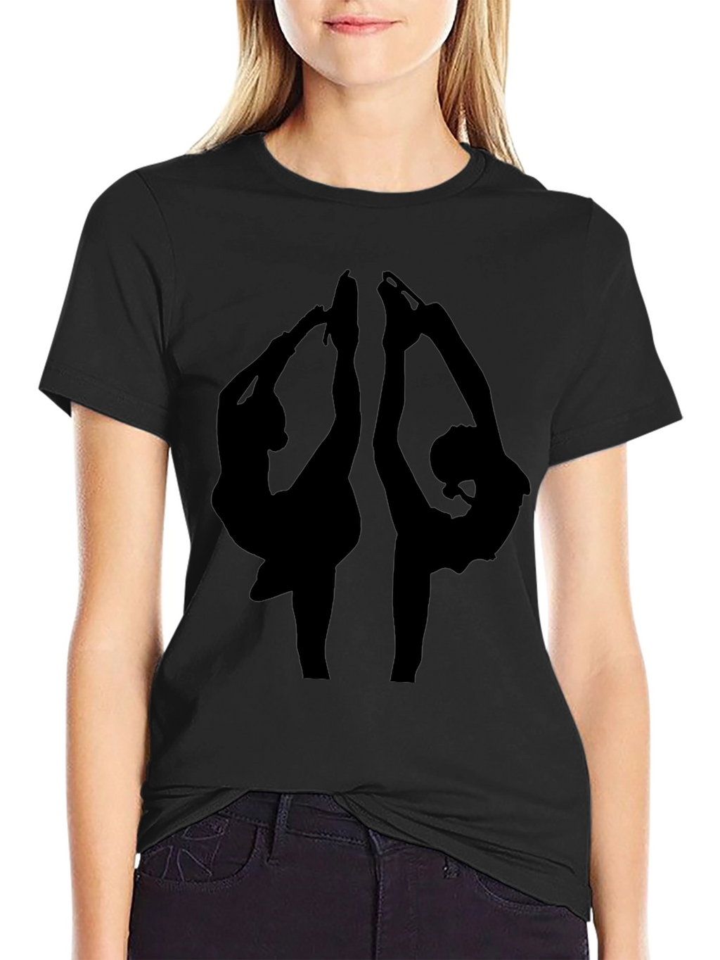 Figure Skater Silhouette Black T-Shirt