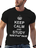 Keep Calm and Study Medicine Black T-Shirt