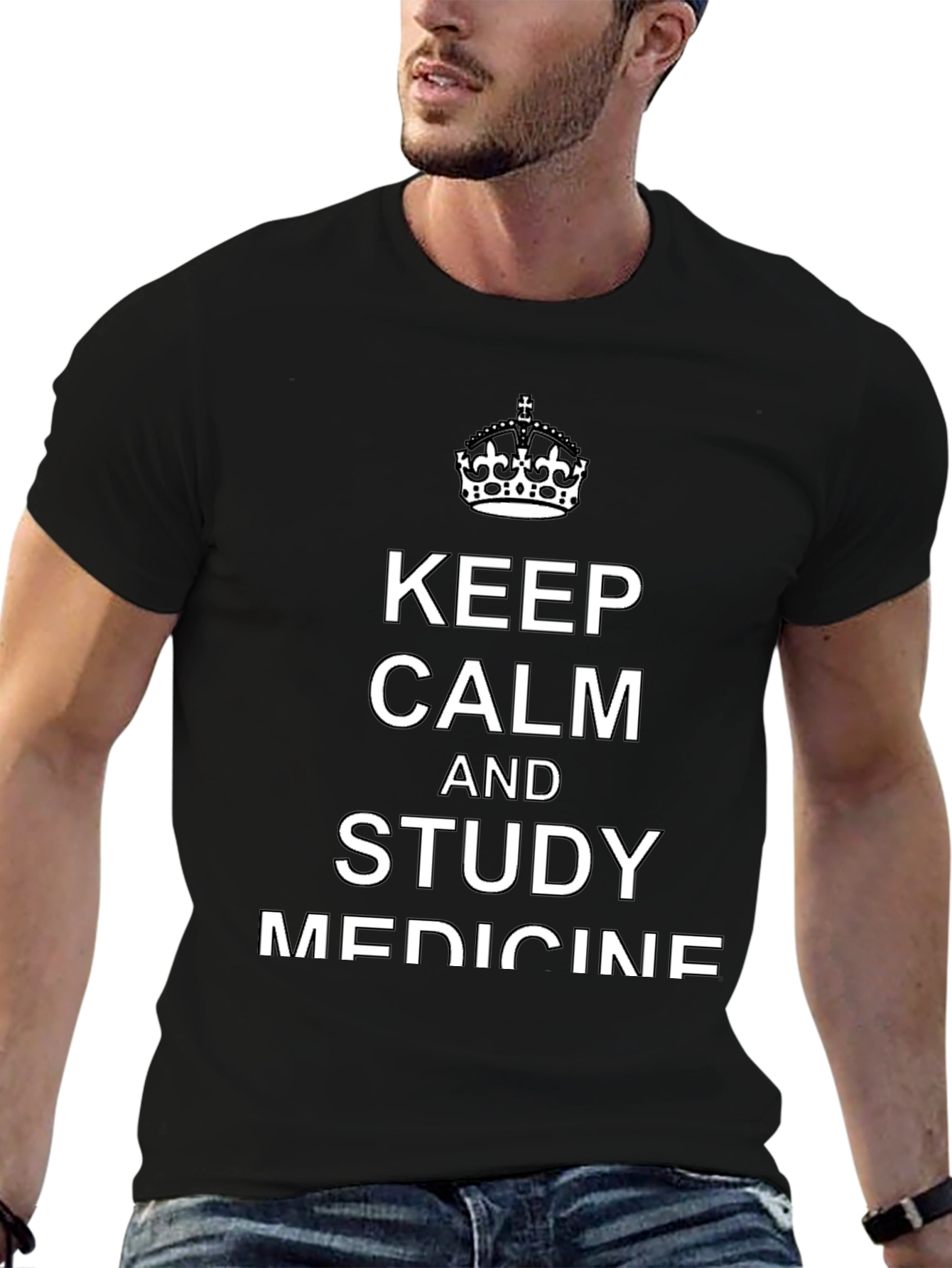 Keep Calm and Study Medicine Black T-Shirt