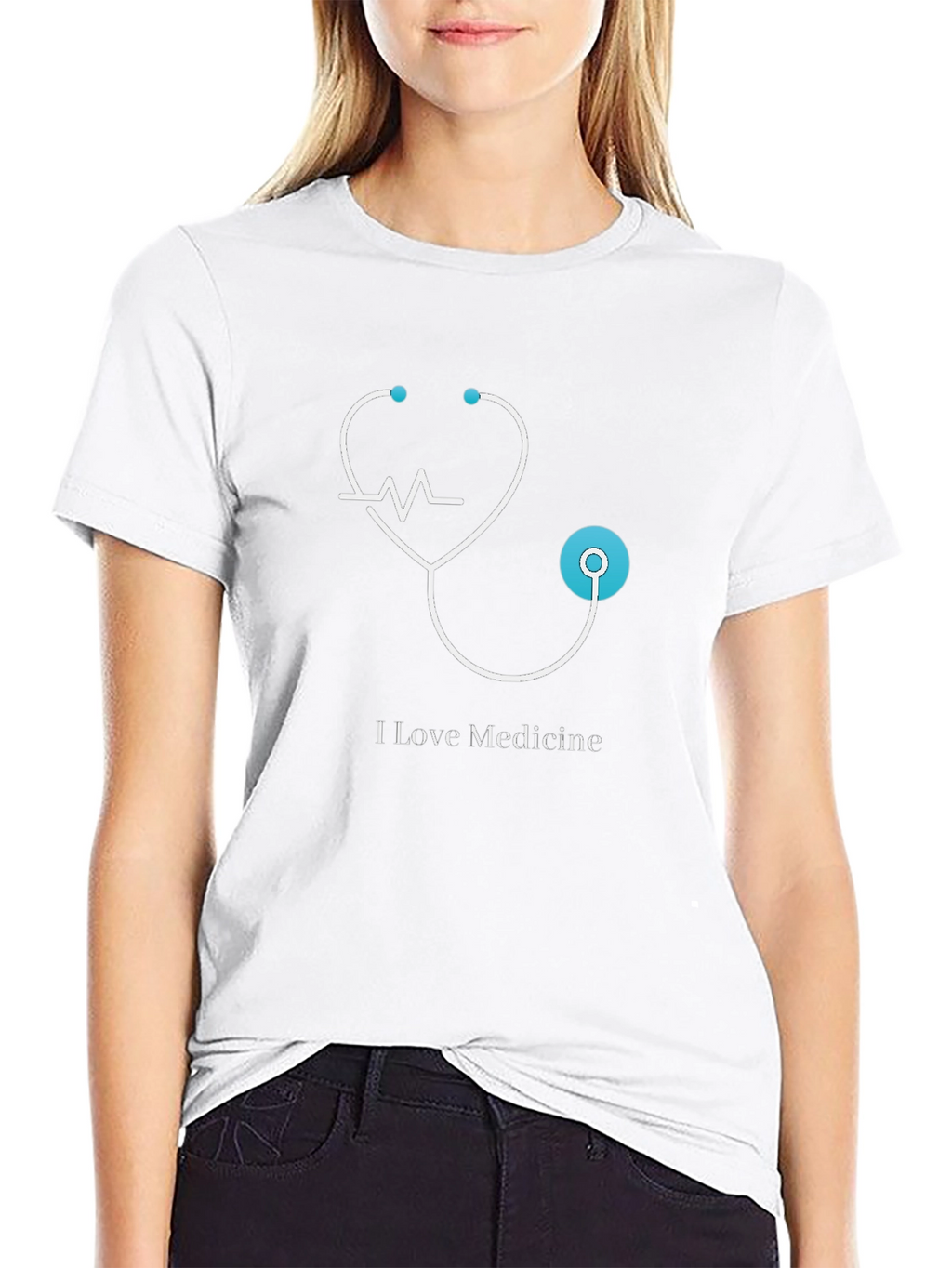 I Love Medicine Black T-Shirt - Stethoscope Graphic