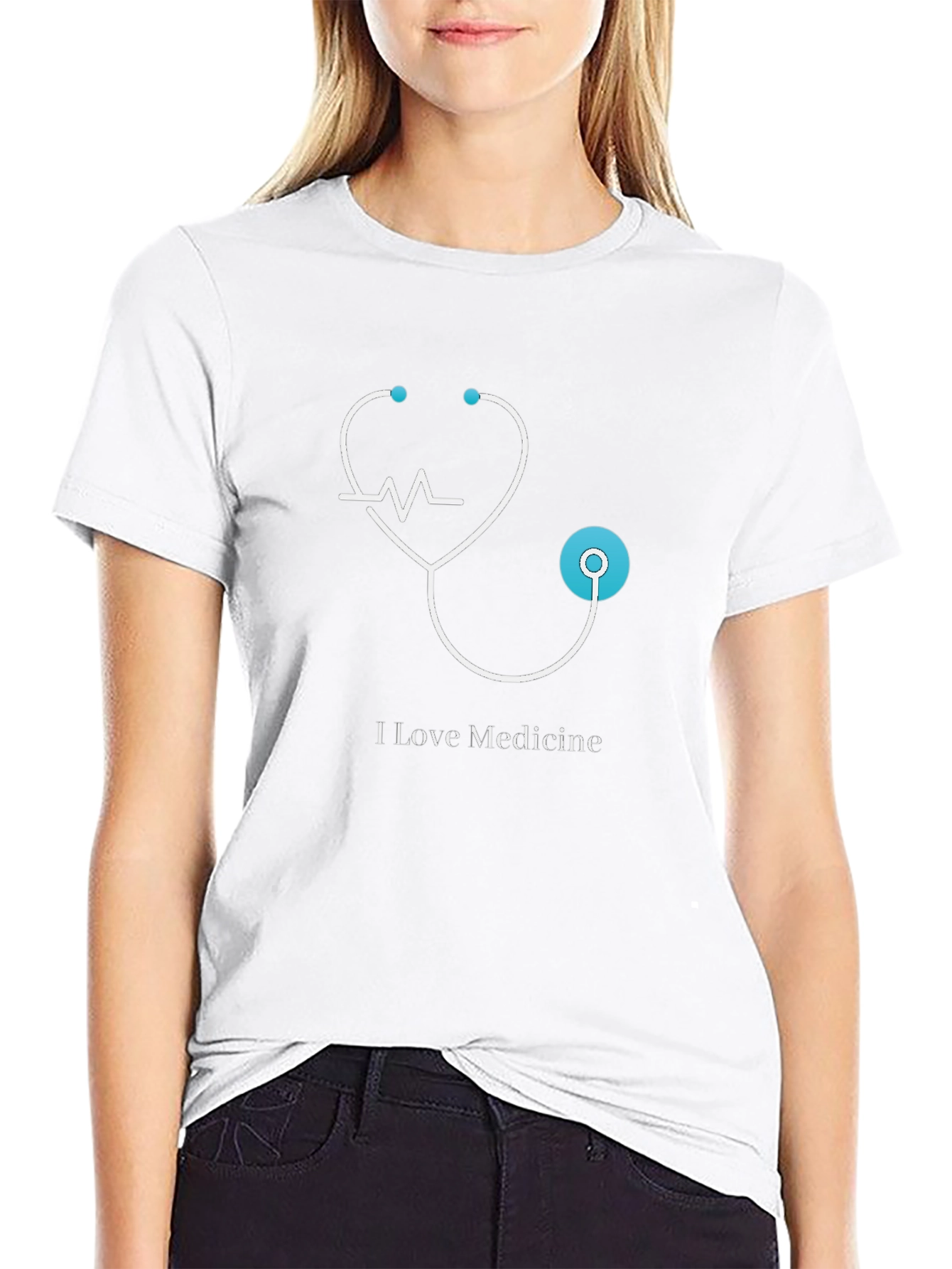 I Love Medicine Black T-Shirt - Stethoscope Graphic