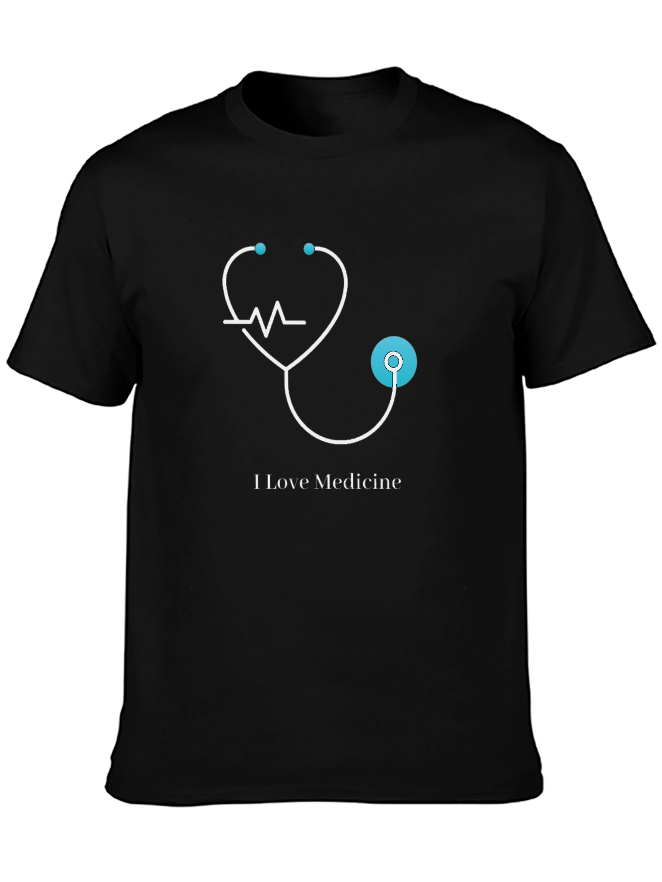 I Love Medicine Black T-Shirt - Stethoscope Graphic