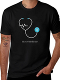 I Love Medicine Black T-Shirt - Stethoscope Graphic