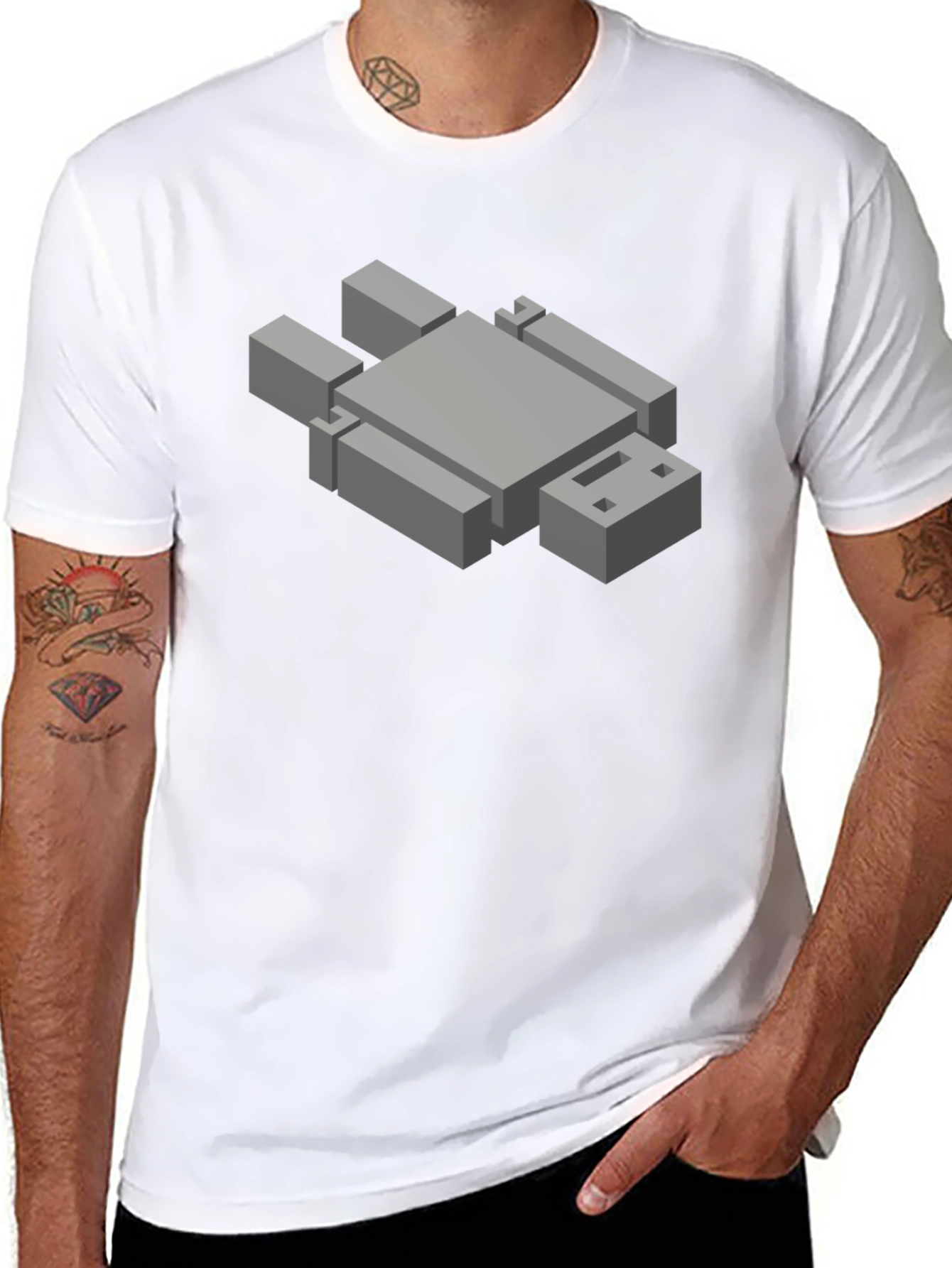 Isometric Robot Graphic Tee - Mens Black T-Shirt