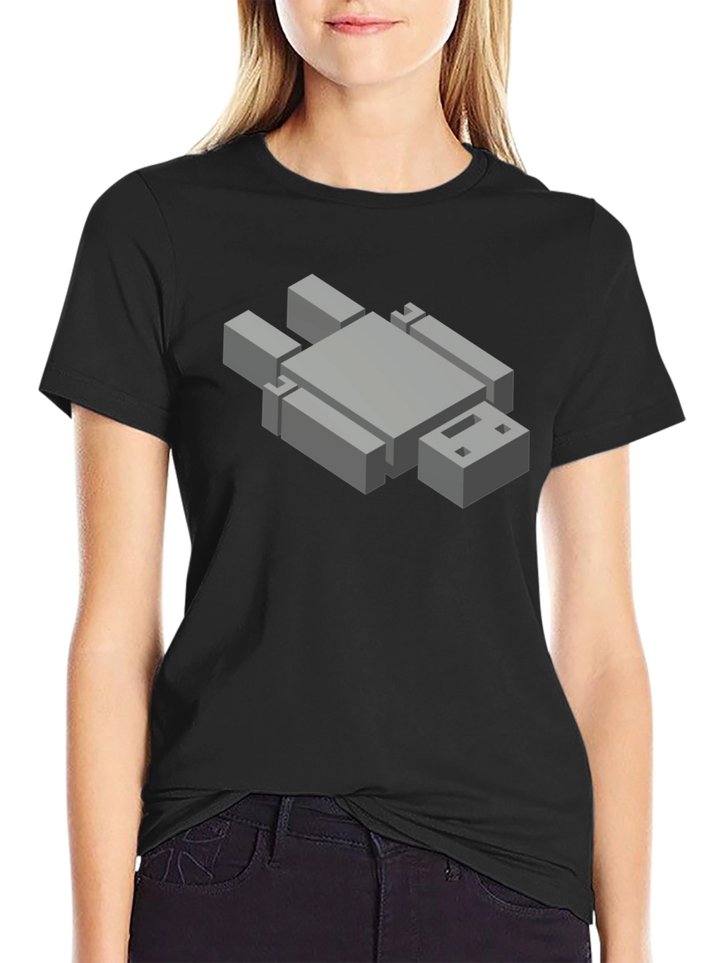 Isometric Robot Graphic Tee - Mens Black T-Shirt