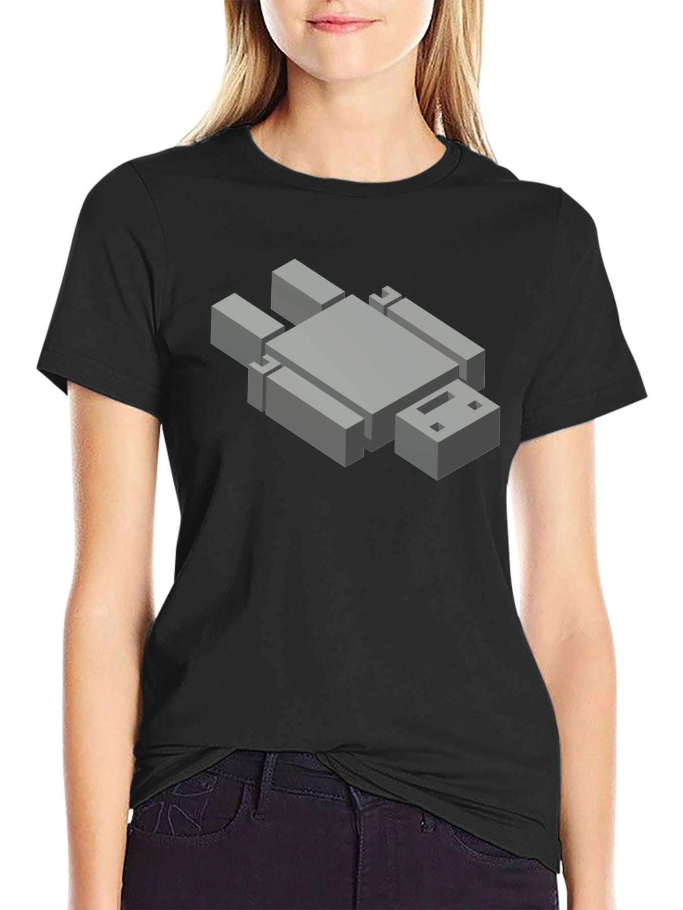 Isometric Robot Graphic Tee - Mens Black T-Shirt