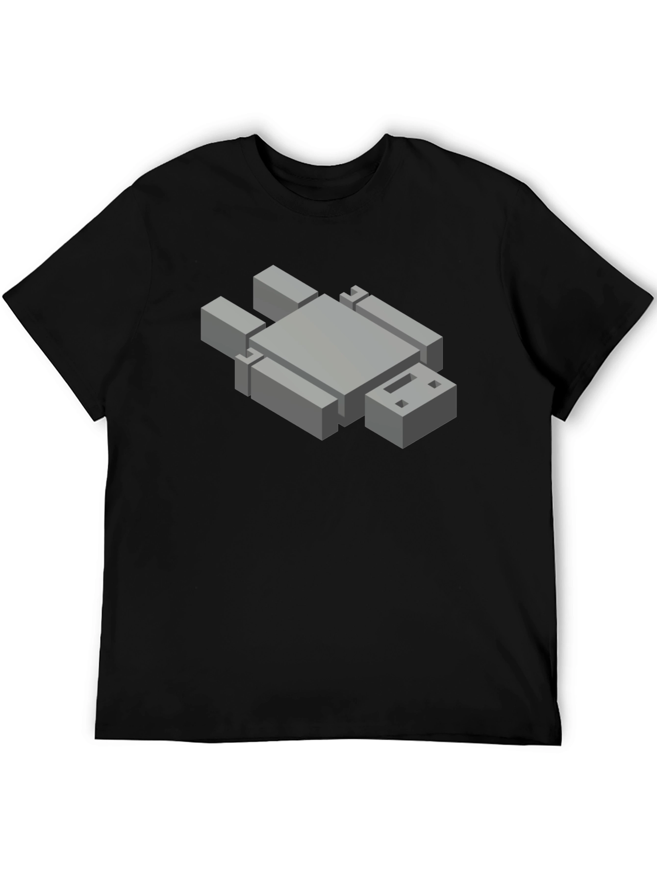 Isometric Robot Graphic Tee - Mens Black T-Shirt