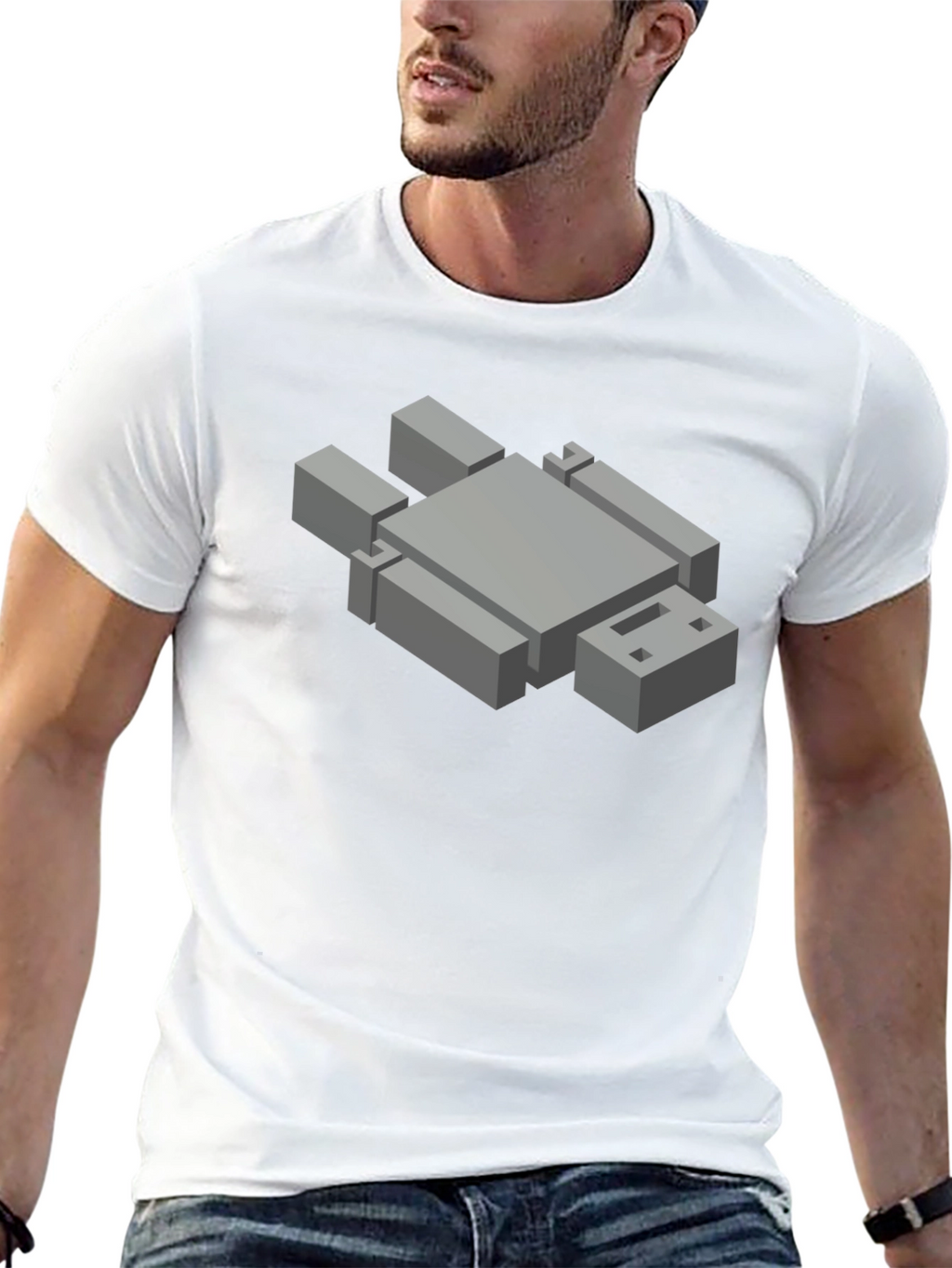 Isometric Robot Graphic Tee - Mens Black T-Shirt