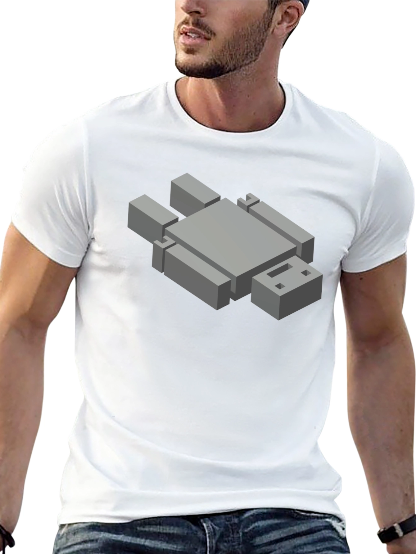 Isometric Robot Graphic Tee - Mens Black T-Shirt