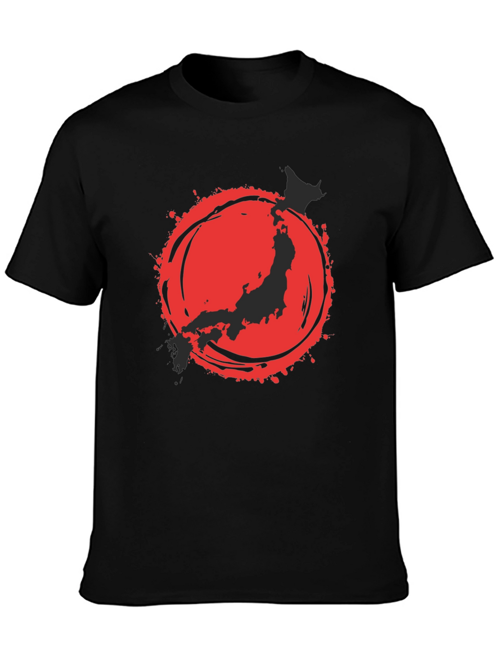 Japanese Flag Graphic Tee - Black Cotton Blend