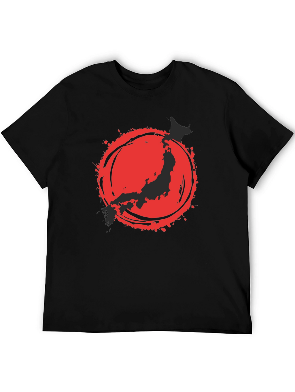 Japanese Flag Graphic Tee - Black Cotton Blend