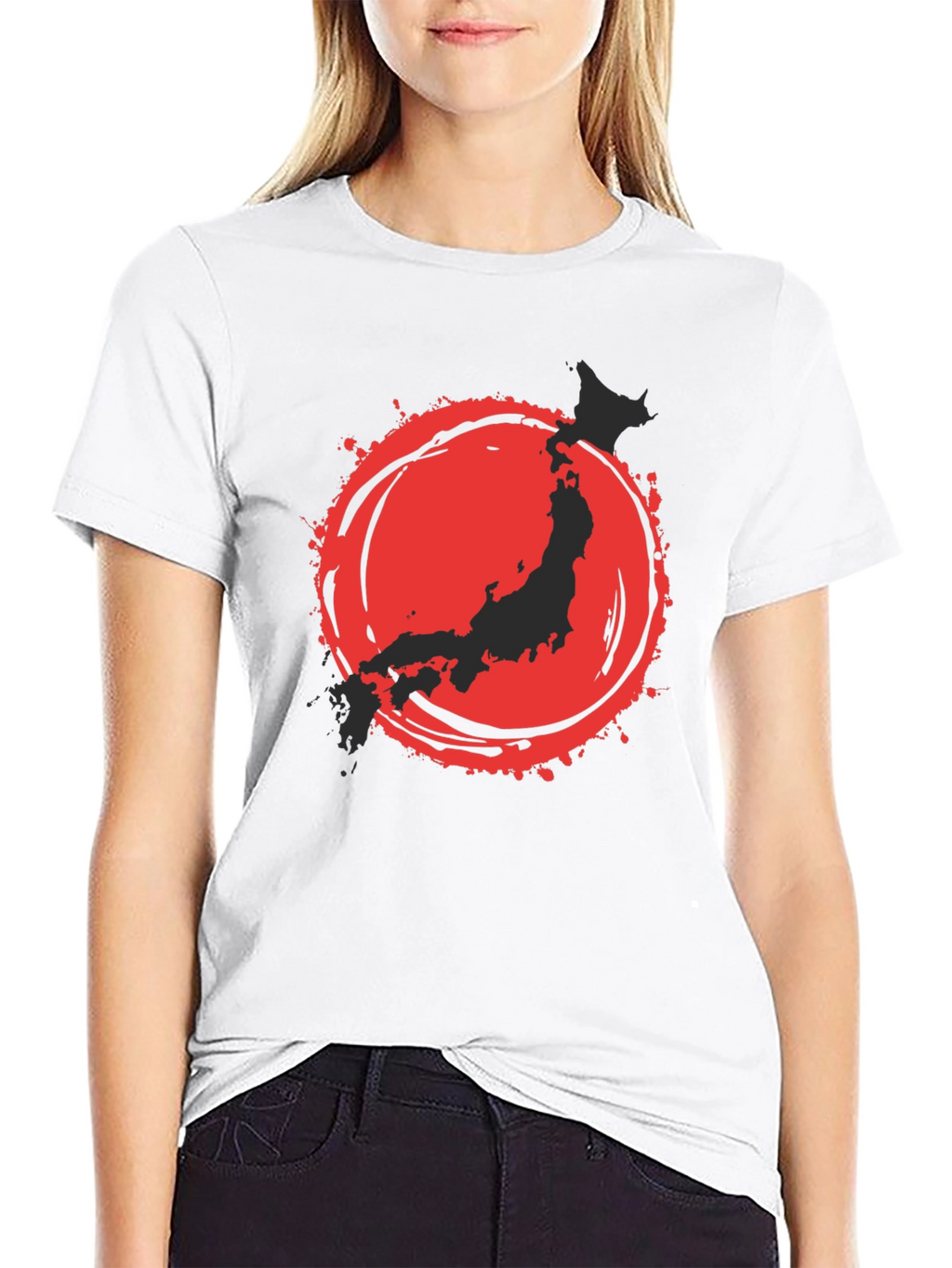 Japanese Flag Graphic Tee - Black Cotton Blend