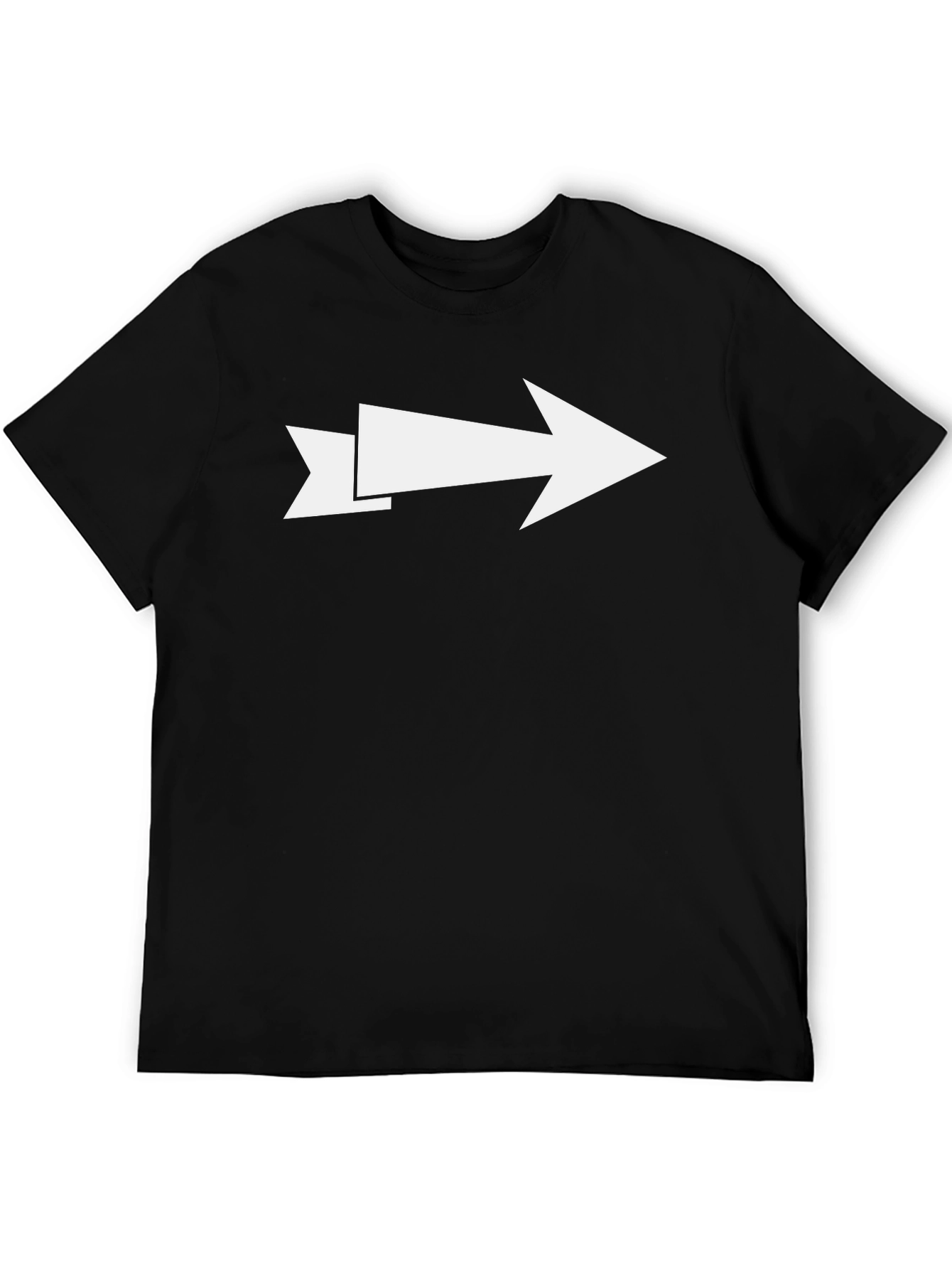 Directional Arrow Graphic Tee - Black Cotton Casual Shirt
