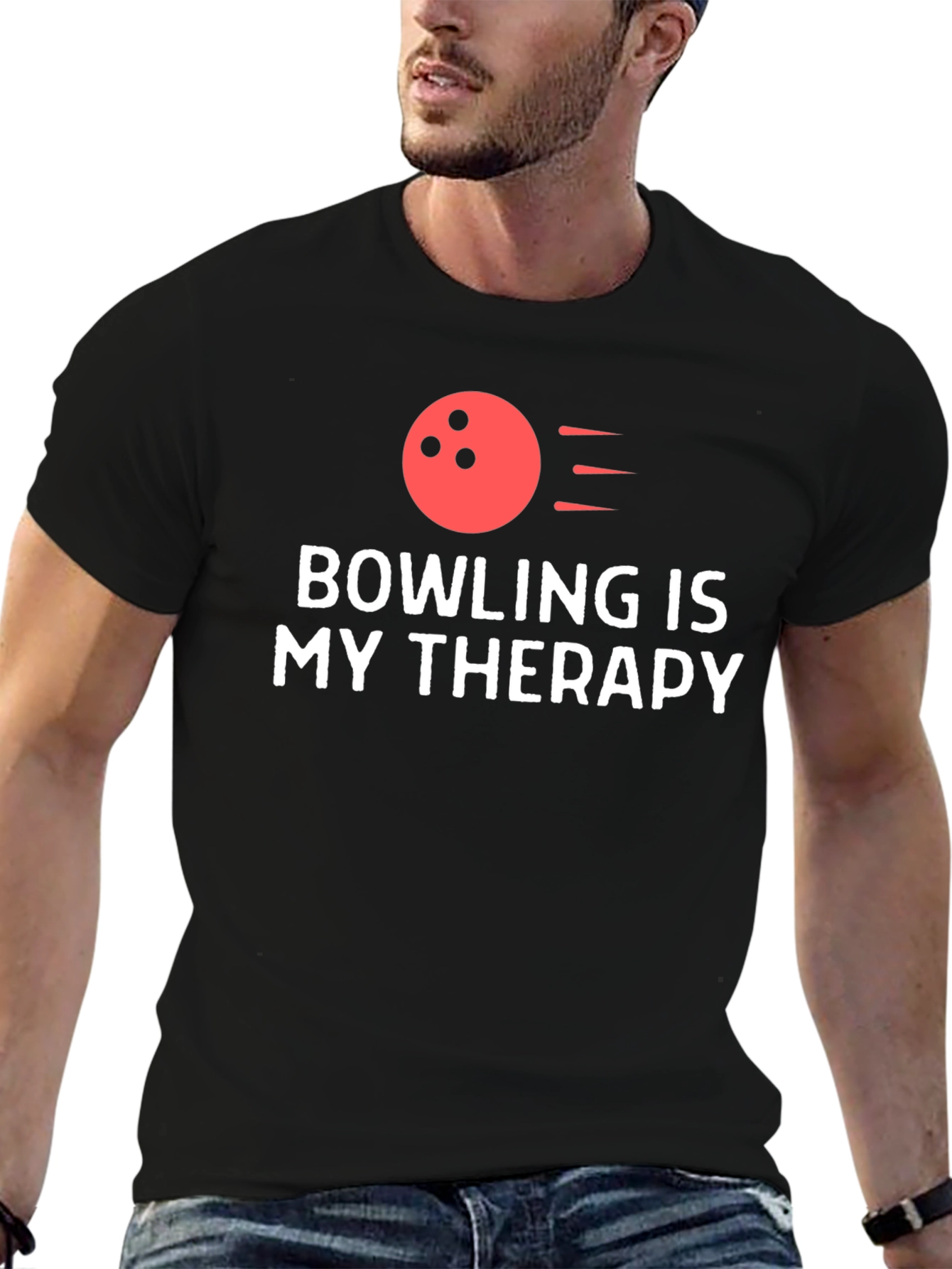 Bowling is My Therapy T-Shirt - Black Tee