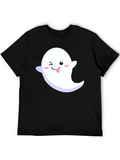 Cute Ghost Graphic Black T-Shirt