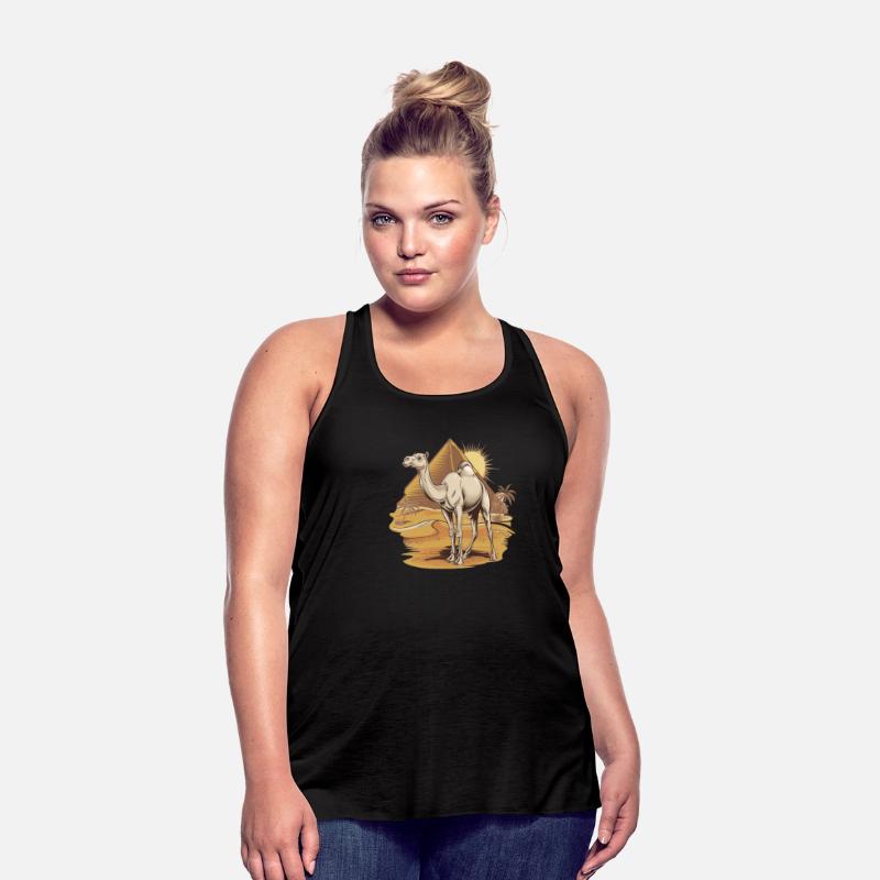 Camel in front of pyramids