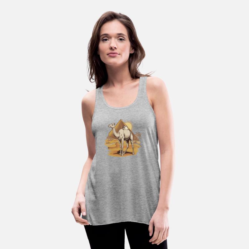 Camel in front of pyramids