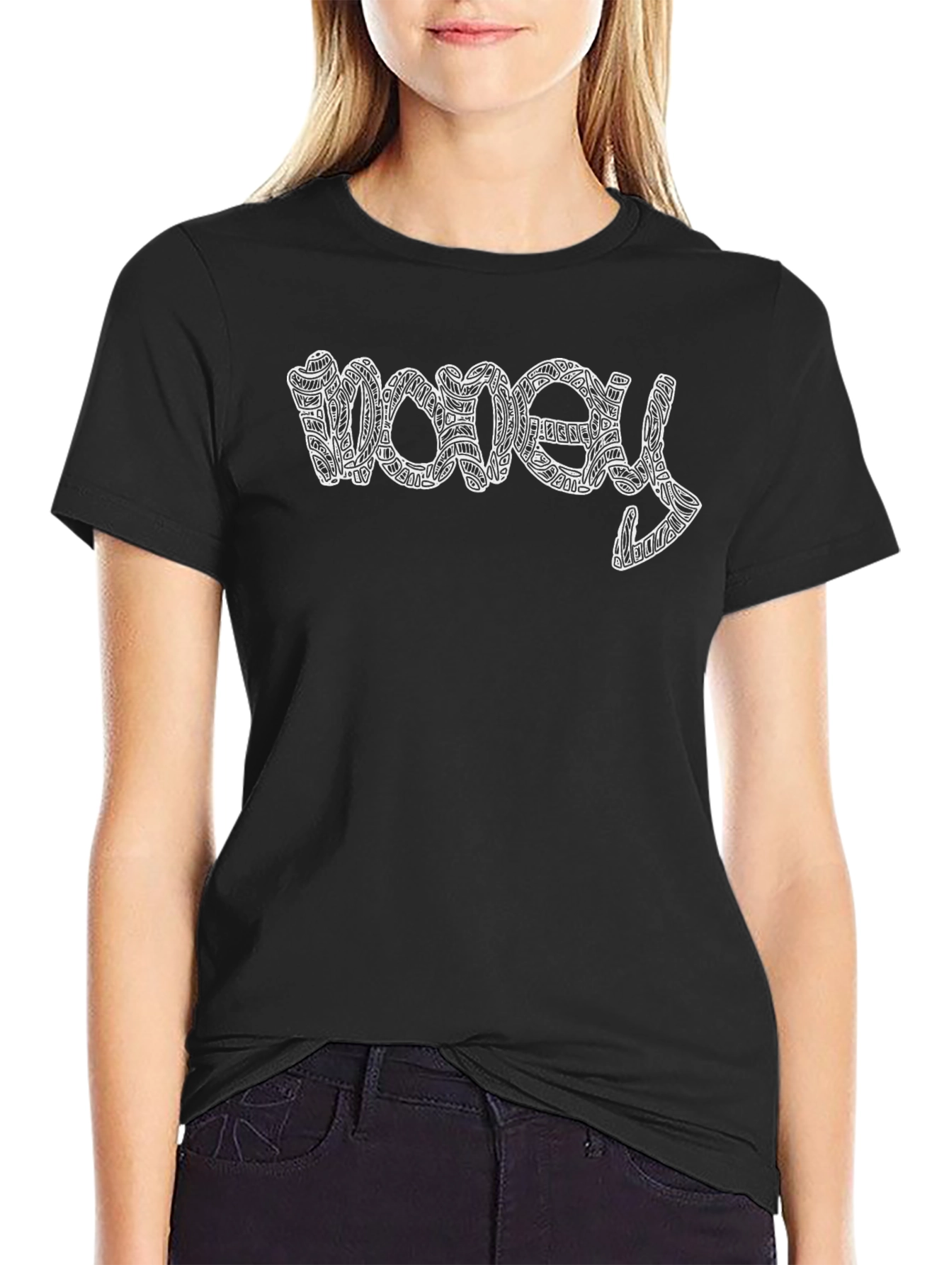 Money Tee - Graphic Print Crew Neck T-Shirt