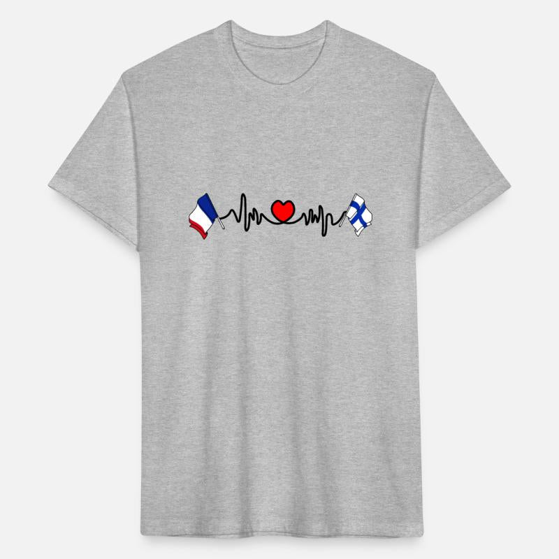 Cardio heart with flag France and flag Finland