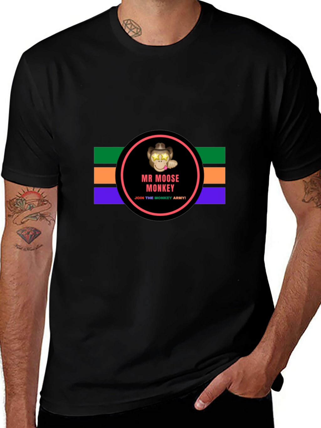 Mr. Moose Monkey Black T-Shirt