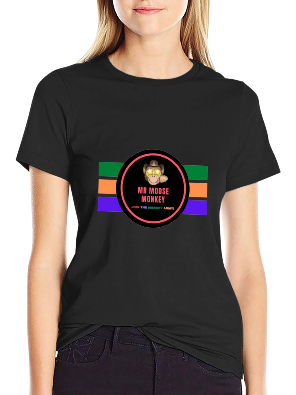 Mr. Moose Monkey Black T-Shirt