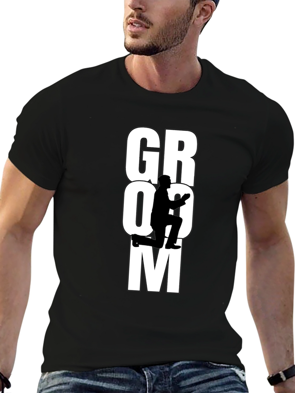 Groom Proposal Graphic Tee - Black Cotton T-Shirt